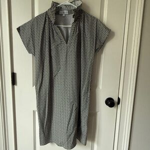 Never A wallflower Brown and White Chevron Midi Dress